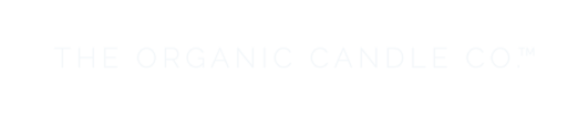The Organic Candle Co. logo in neutral white/blue